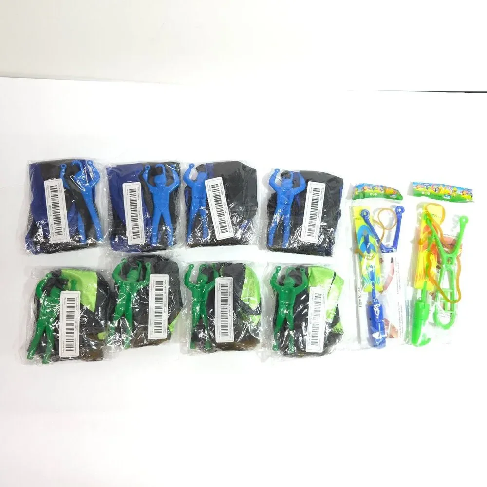 Parachute Toys Slingshot Flying Toy Bulk Lot Blue Green Party Favors